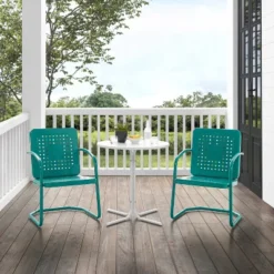Bates 3pc Outdoor Bistro Set With Table & 2 Chairs - Turquoise - Crosley -Crosley Sales Store GUEST 03d85178 115d 4aa4 b4eb 3179bf974b15