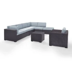 Biscayne 6pc Outdoor Wicker Sectional Set - Mist - Crosley -Crosley Sales Store GUEST 04b1b7e9 dd50 4ce8 8f67 6c3bce258fee