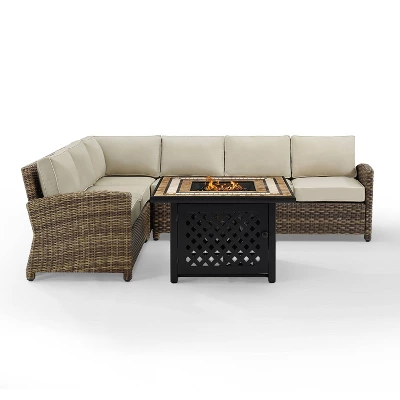 Bradenton 5pc Outdoor Wicker Sectional Set With Fire Table - Crosley 11 Bradenton 5pc Outdoor Wicker Sectional Set With Fire Table - Crosley - Image 11