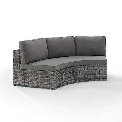 Catalina Wicker Round Sectional Sofa - Gray - Crosley 1 Catalina Wicker Round Sectional Sofa - Gray - Crosley