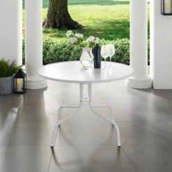 Griffith 40" Outdoor Round Dining Table - White Satin - Crosley -Crosley Sales Store GUEST 09932e52 e26b 4642 b13c 48a6c37df975