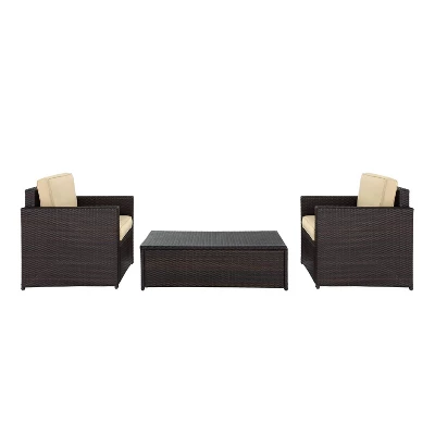 Palm Harbor 3pc Outdoor Wicker Seating Set - Sand - Crosley 4 Palm Harbor 3pc Outdoor Wicker Seating Set - Sand - Crosley - Image 4