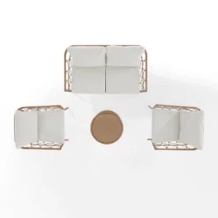 Juniper 4pc Outdoor Wicker Conversation Set - Cream/Natural -Crosley -Crosley Sales Store GUEST 09fc205c f416 4f9a 8719 b611052c5572