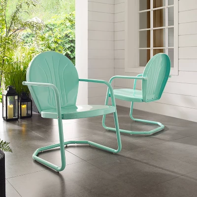 Griffith Metal Chair Aqua - Crosley 2 Griffith Metal Chair Aqua - Crosley - Image 2