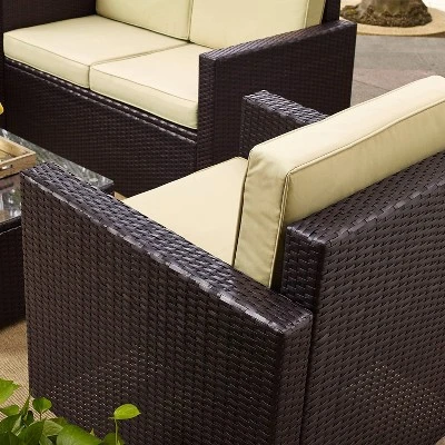 Palm Harbor 5pc Outdoor Wicker Conversation Set - Sand - Crosley 5 Palm Harbor 5pc Outdoor Wicker Conversation Set - Sand - Crosley - Image 5