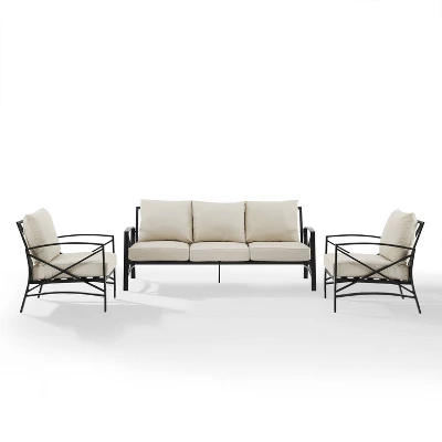 Kaplan 3pc Outdoor Sofa Set With Sofa & 2 Arm Chairs - Oatmeal - Crosley 1 Kaplan 3pc Outdoor Sofa Set With Sofa & 2 Arm Chairs - Oatmeal - Crosley