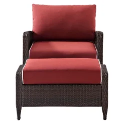 Kiawah 2pc Wicker Patio Chair With Ottoman Seating Set - Crosley
