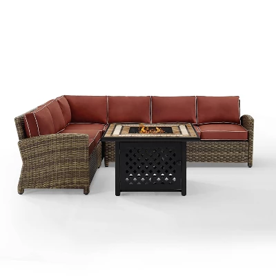 Bradenton 5pc Outdoor Wicker Sectional Set With Fire Table - Crosley 12 Bradenton 5pc Outdoor Wicker Sectional Set With Fire Table - Crosley - Image 12