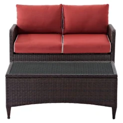 Kiawah 2 Piece Outdoor Wicker Seating Set With Chair & Ottoman - Sangria - Crosley
