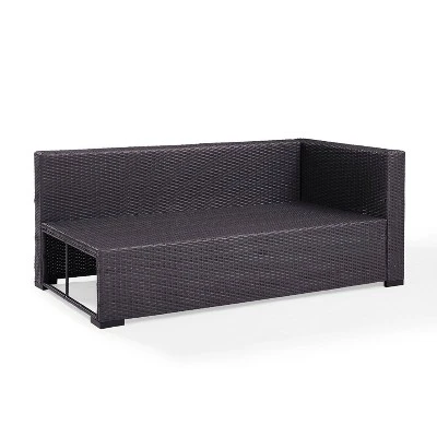 Biscayne Loveseat With Blue Cushions Brown - Crosley 1 Biscayne Loveseat With Blue Cushions Brown - Crosley