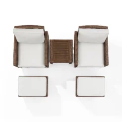 Capella 5pc Outdoor Wicker Conversation Set With Arm Chairs, Ottomans & Side Table - Cream/Brown - Crosley -Crosley Sales Store GUEST 12c7375d b594 4465 b42d 6d156891f58d