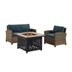 3pc Bradenton Outdoor Steel Fire Pit Set Navy/Weathered Brown - Crosley -Crosley Sales Store GUEST 14cd7571 aece 402e b8c8 abf5b7b349a4