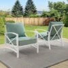 2pk Kaplan Outdoor Steel Arm Chairs Mist/White - Crosley