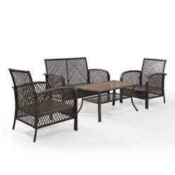 Tribeca 4pc Outdoor Wicker Conversation Set - Sand/Brown - Crosley -Crosley Sales Store GUEST 19322bfd 38d9 4687 a3a9 c2e0b7d0bd9b