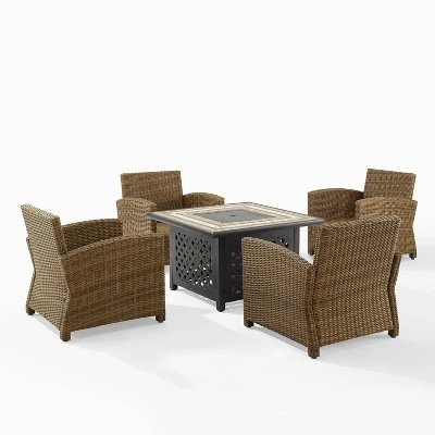 Bradenton 5pc Outdoor Wicker Arm Chair & Fire Table Set - Crosley 8 Bradenton 5pc Outdoor Wicker Arm Chair & Fire Table Set - Crosley - Image 8