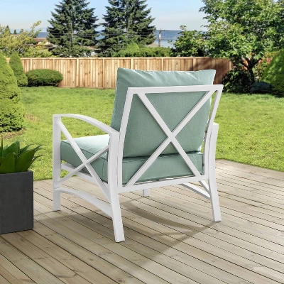 Kaplan Outdoor Steel Arm Chair Mist/White - Crosley 2 Kaplan Outdoor Steel Arm Chair Mist/White - Crosley - Image 2