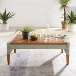 Capella Outdoor Wicker Coffee Table Gray/Acorn - Crosley -Crosley Sales Store GUEST 1b0ffb2a 3f0a 4b7d 9ca7 6952bb011db8