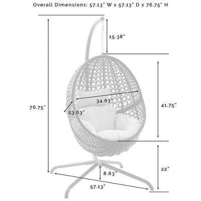 Calliope Indoor/Outdoor Wicker Hanging Egg Chair - Sand/Dark Brown - Crosley 13 Calliope Indoor/Outdoor Wicker Hanging Egg Chair - Sand/Dark Brown - Crosley - Image 13