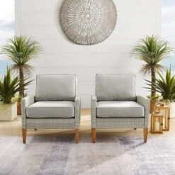 Capella Outdoor Wicker 2 Pc Chair Set Gray/Acorn - Crosley -Crosley Sales Store GUEST 1d1eefe5 0be9 4738 b7c1 2f4105b9230f