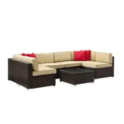 Sea Island 7pc Outdoor Wicker Sectional Set - Sand - Crosley -Crosley Sales Store GUEST 1e0e2345 8e59 4f61 b474 0d77502380b5