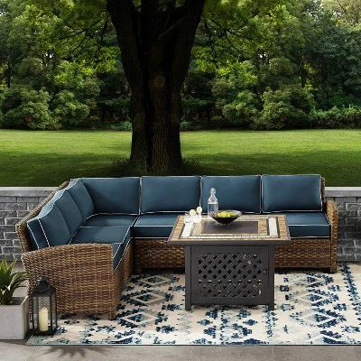 Bradenton 5pc Outdoor Wicker Sectional Set With Fire Table - Crosley 2 Bradenton 5pc Outdoor Wicker Sectional Set With Fire Table - Crosley - Image 2