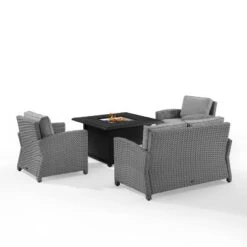 Bradenton 4pc Wicker Seating Set With Fire Table - Crosley 19 Bradenton 4pc Wicker Seating Set With Fire Table - Crosley -Crosley Sales Store GUEST 20cc5473 4c0a 476c 96ed 33d587ff8928