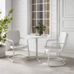 Ridgeland 3pc Outdoor Bistro Set With Table & 2 Chairs - White - Crosley -Crosley Sales Store GUEST 217a26b8 bfe3 44ae 89d4 176d626b9b35