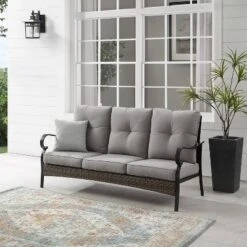 Dahlia Outdoor Steel Sofa Taupe/Matte Black - Crosley