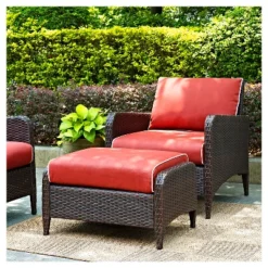 Kiawah 2pc Wicker Patio Chair With Ottoman Seating Set - Crosley -Crosley Sales Store GUEST 23964b50 a7e8 407c 9b75 a29370d5dd54