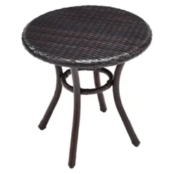 Crosley Palm Harbor Outdoor Wicker Round Side Table In Brown