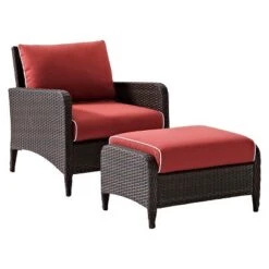 Kiawah 2pc Wicker Patio Chair With Ottoman Seating Set - Crosley -Crosley Sales Store GUEST 23f2e4ac 6f6c 4abc b648 62cc2ec65966