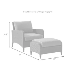Kiawah 2pc Wicker Patio Chair With Ottoman Seating Set - Crosley -Crosley Sales Store GUEST 25a594a1 d89d 4da3 ab62 be4bbecabb1a
