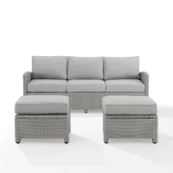 Bradenton 3pc Outdoor Wicker Sofa & 2 Ottoman Set - Gray/Gray - Crosley 17 Bradenton 3pc Outdoor Wicker Sofa & 2 Ottoman Set - Gray/Gray - Crosley -Crosley Sales Store GUEST 283d6ec7 e809 40b7 8db3 11637ce39cff