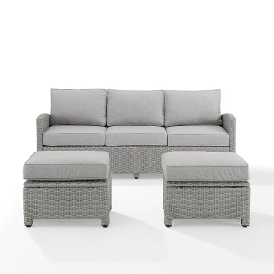 Bradenton 3pc Outdoor Wicker Sofa & 2 Ottoman Set - Gray/Gray - Crosley 6 Bradenton 3pc Outdoor Wicker Sofa & 2 Ottoman Set - Gray/Gray - Crosley - Image 6