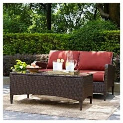 Kiawah 2 Piece Outdoor Wicker Seating Set With Chair & Ottoman - Sangria - Crosley -Crosley Sales Store GUEST 283fb63b 043e 4f79 8053 aef17d94fdf5
