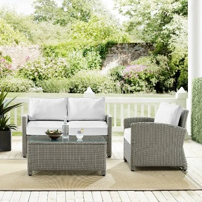 Bradenton 3pc Outdoor Conversation Set With Loveseat & Armchair With Coffee Table - Crosley 2 Bradenton 3pc Outdoor Conversation Set With Loveseat & Armchair With Coffee Table - Crosley - Image 2