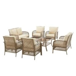 Tribeca 8pc Outdoor Wicker Conversation Set - Sand/Driftwood - Crosley -Crosley Sales Store GUEST 2a5d891c b2e0 47e1 9f42 408b693bbd5a