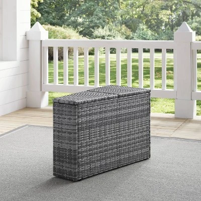 Catalina Outdoor Wicker Arm Table - Gray - Crosley 4 Catalina Outdoor Wicker Arm Table - Gray - Crosley - Image 4