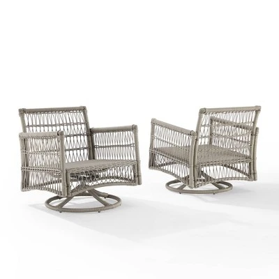2pk Thatcher Outdoor Steel Swivel Rocking Chairs Creme/Driftwood - Crosley 6 2pk Thatcher Outdoor Steel Swivel Rocking Chairs Creme/Driftwood - Crosley - Image 6