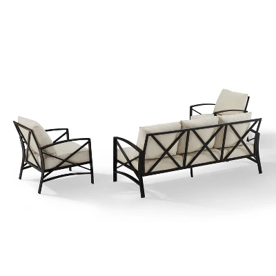 Kaplan 3pc Outdoor Sofa Set With Sofa & 2 Arm Chairs - Oatmeal - Crosley 2 Kaplan 3pc Outdoor Sofa Set With Sofa & 2 Arm Chairs - Oatmeal - Crosley - Image 2
