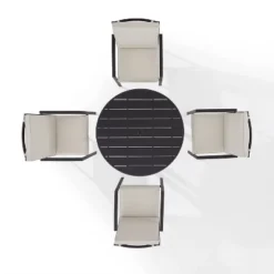 5pc Kaplan Outdoor Steel Round Dining Set Oatmeal/Bronze - Crosley -Crosley Sales Store GUEST 2bf9dc59 c2da 40e8 90ca 2883f7c520da