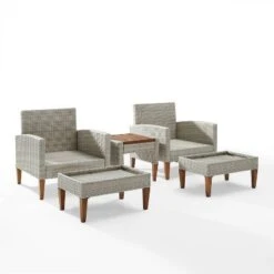 Capella 5pc Outdoor Wicker Chair Set - Gray - Crosley -Crosley Sales Store GUEST 2cc7de07 bf6c 4d42 b49c eed19b50a209