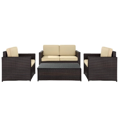 Palm Harbor 4pc All-Weather Wicker Patio Seating Set - Sand - Crosley 2 Palm Harbor 4pc All-Weather Wicker Patio Seating Set - Sand - Crosley - Image 2
