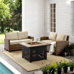 Crosley 3pc Bradenton Steel Outdoor Patio Fire Pit Furniture Set With Two Loveseats Tan/Brown 11 Crosley 3pc Bradenton Steel Outdoor Patio Fire Pit Furniture Set With Two Loveseats Tan/Brown -Crosley Sales Store GUEST 2d32216f 98ae 4187 9613 890bd9d6ea45