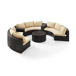 Catalina 6pc Outdoor Wicker Sectional Set - Sand/Brown - Crosley -Crosley Sales Store GUEST 2d921948 0ab8 4e40 a126 f7a173302bd6