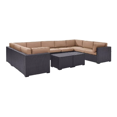 Crosley 7pc Biscayne Outdoor Steel Wicker Patio Sectional Set Furniture Set With Two Coffee Tables Mocha 1 Crosley 7pc Biscayne Outdoor Steel Wicker Patio Sectional Set Furniture Set With Two Coffee Tables Mocha