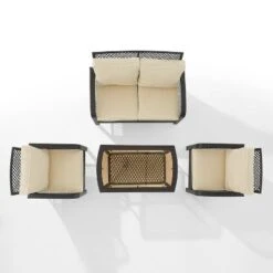 Tribeca 4pc Outdoor Wicker Conversation Set - Sand/Brown - Crosley -Crosley Sales Store GUEST 2db1fd51 0590 4112 8b2e 18c0b21de652