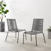 Fenton 2pk Outdoor Wicker Stackable Chairs - Gray - Crosley