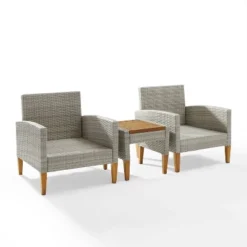 Capella 3pc Outdoor Wicker Chair Set - Gray - Crosley -Crosley Sales Store GUEST 2fa97d52 d0bd 44fb ae21 a3f6a688e4ef