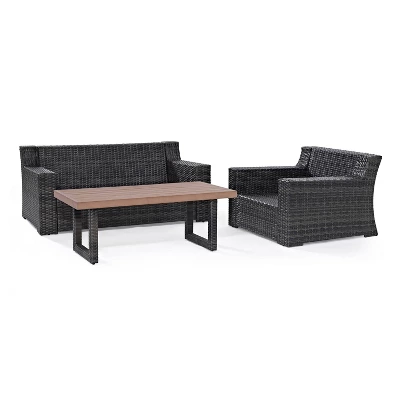 Beaufort 3pc Outdoor Wicker Conversation Set - Mist - Crosley 6 Beaufort 3pc Outdoor Wicker Conversation Set - Mist - Crosley - Image 6